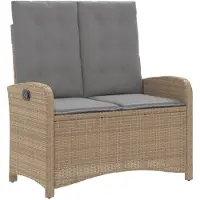 vidaXL Tuinbank, verstelbaar, met kussen, beige, polyrotan