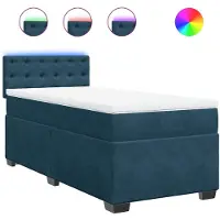 vidaXL Boxspring met matras fluweel blauw 100x200 cm