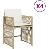 vidaXL Tuinstoelen met kussens, 4 stuks, beige, van polyrotan