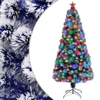 vidaXL Kunstkerstboom met verlichting 150 cm glasvezel wit en blauw