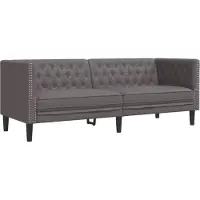 vidaXL Driezitsbank Chesterfield-stijl kunstleer grijs