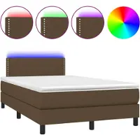 vidaXL Boxspring met matras en LED stof donkerbruin 120x190 cm