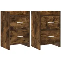 vidaXL Nachttafels 2 st Gerookt eiken 40 x 30 x 60 cm Bewerkt hout