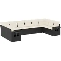 vidaXL 10-delige loungeset voor de tuin met kussens, zwart, polyrotan