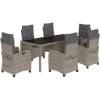 vidaXL 7-delige tuinset met kussens, grijs, polyrotan