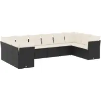 vidaXL 10-delige Loungeset met kussens poly rattan zwart