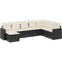 vidaXL 8-delige Loungeset met kussens poly rattan zwart