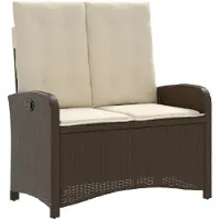 Natur24 - Tuinbankje - verstelbaar - met - kussens - poly - rattan - bruin