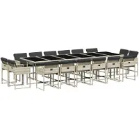 vidaXL 17-delige tuinset met kussens, lichtgrijs, polyrotan