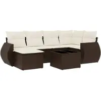 vidaXL 7-delige Loungeset met kussens poly rattan bruin