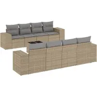 vidaXL 9-delige Loungeset met kussens poly rattan beige