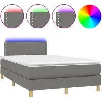 vidaXL Boxspring met matras en LED stof donkergrijs 120x190 cm