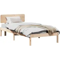vidaXL Bedframe met hoofdeinde Naturel 100 x 200 cm Massief grenenhout