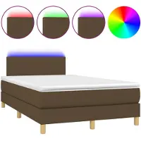 vidaXL Boxspring met matras en LED stof donkerbruin 120x190 cm