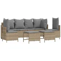 vidaXL 5-delige tuinmeubelset met kussens, beige, van polyrotan