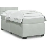 vidaXL Boxspring met matras fluweel lichtgrijs 80x200 cm