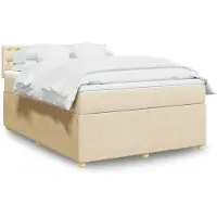 vidaXL Boxspring met matras stof crèmekleurig 160x200 cm