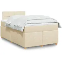 vidaXL Boxspring met matras stof crèmekleurig 120x200 cm