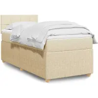 vidaXL Boxspring met matras stof crèmekleurig 90x200 cm