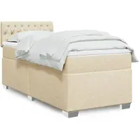 vidaXL Boxspring met matras stof crèmekleurig 90x190 cm