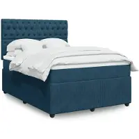 vidaXL Boxspring met matras fluweel blauw 140x200 cm