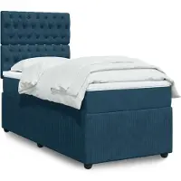 vidaXL Boxspring met matras fluweel donkerblauw 80x200 cm