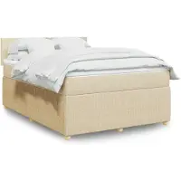 vidaXL Boxspring met matras stof crèmekleurig 160x200 cm