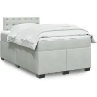 vidaXL Boxspring met matras fluweel lichtgrijs 120x190 cm