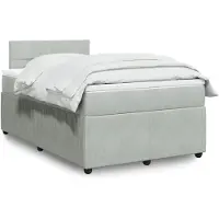 vidaXL Boxspring met matras fluweel lichtgrijs 120x200 cm