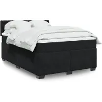 vidaXL Boxspring met matras fluweel zwart 140x190 cm