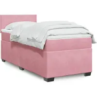 vidaXL Boxspring met matras fluweel roze 100x200 cm