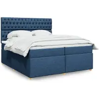 vidaXL Boxspring met matras stof blauw 200x200 cm