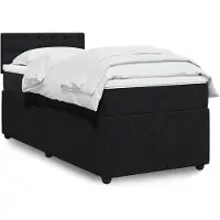 vidaXL Boxspring met matras fluweel zwart 100x200 cm