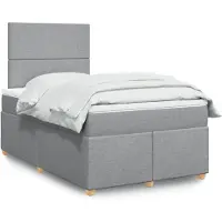 vidaXL Boxspring met matras stof lichtgrijs 120x200 cm