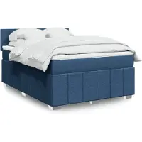 vidaXL Boxspring met matras stof blauw 160x200 cm