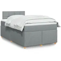 vidaXL Boxspring met matras stof lichtgrijs 120x190 cm