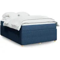 vidaXL Boxspring met matras stof blauw 140x200 cm