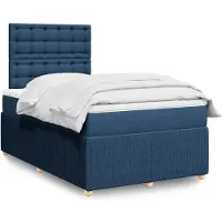 vidaXL Boxspring met matras stof blauw 120x190 cm