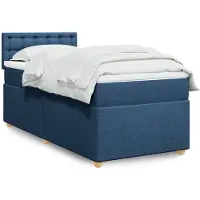 vidaXL Boxspring met matras stof blauw 90x200 cm