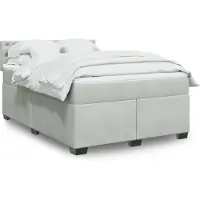 vidaXL Boxspring met matras fluweel lichtgrijs 140x200 cm