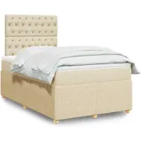 vidaXL Boxspring met matras stof crèmekleurig 120x190 cm