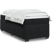 vidaXL Boxspring met matras fluweel zwart 100x200 cm