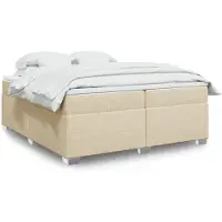vidaXL Boxspring met matras stof crèmekleurig 200x200 cm