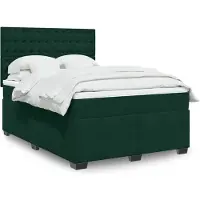 vidaXL Boxspring met matras fluweel donkergroen 160x200 cm