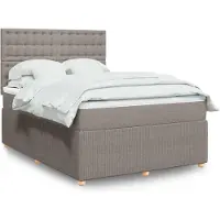 vidaXL Boxspring met matras stof taupe 140x200 cm