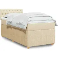 vidaXL Boxspring met matras stof crèmekleurig 80x200 cm