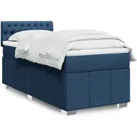 vidaXL Boxspring met matras stof blauw 100x200 cm