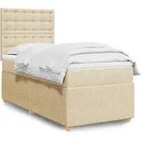 vidaXL Boxspring met matras stof crèmekleurig 80x200 cm