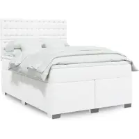 vidaXL Boxspring met matras kunstleer wit 140x190 cm