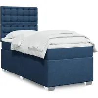 vidaXL Boxspring met matras stof blauw 100x200 cm